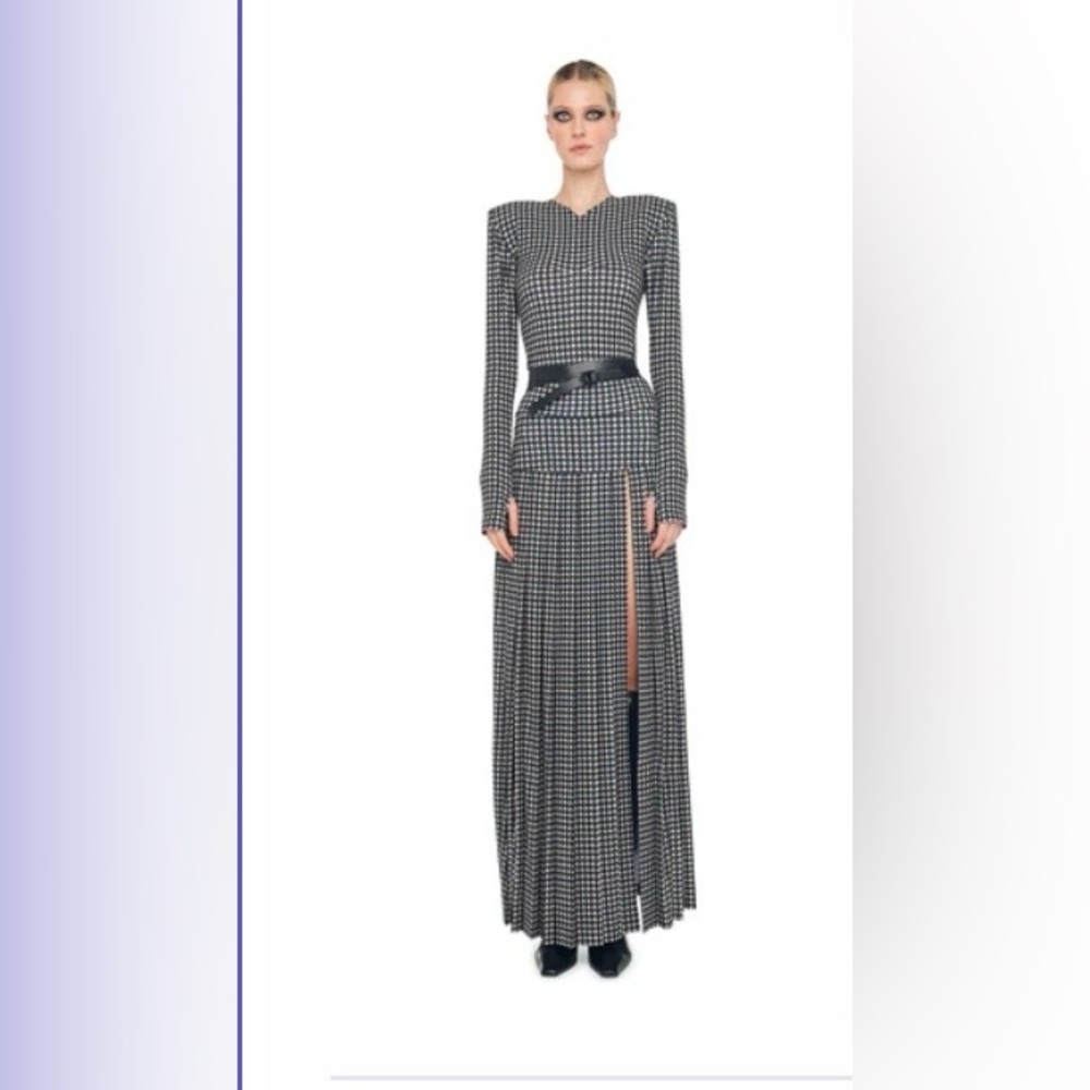 Norma Kamali Black and White Houndstooth Dress